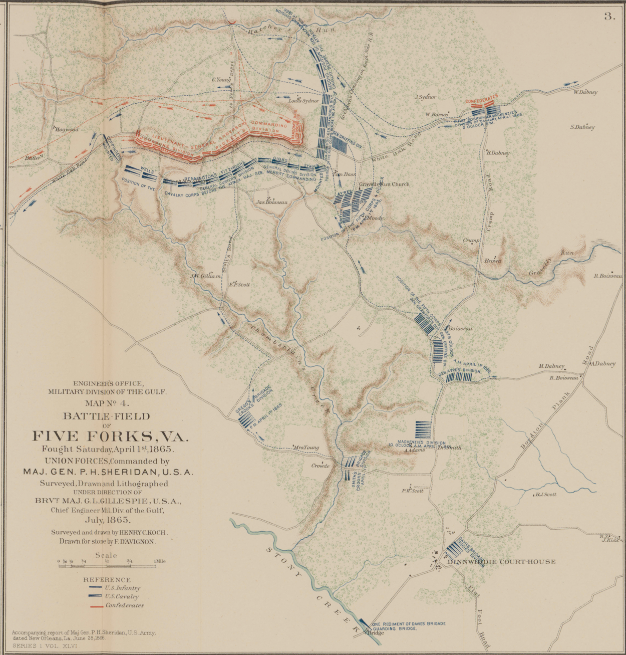 Map No. 4 Battle-Field of Five Forks Va. Fought Saturday April 1 1865 (OR Atlas 68:3)