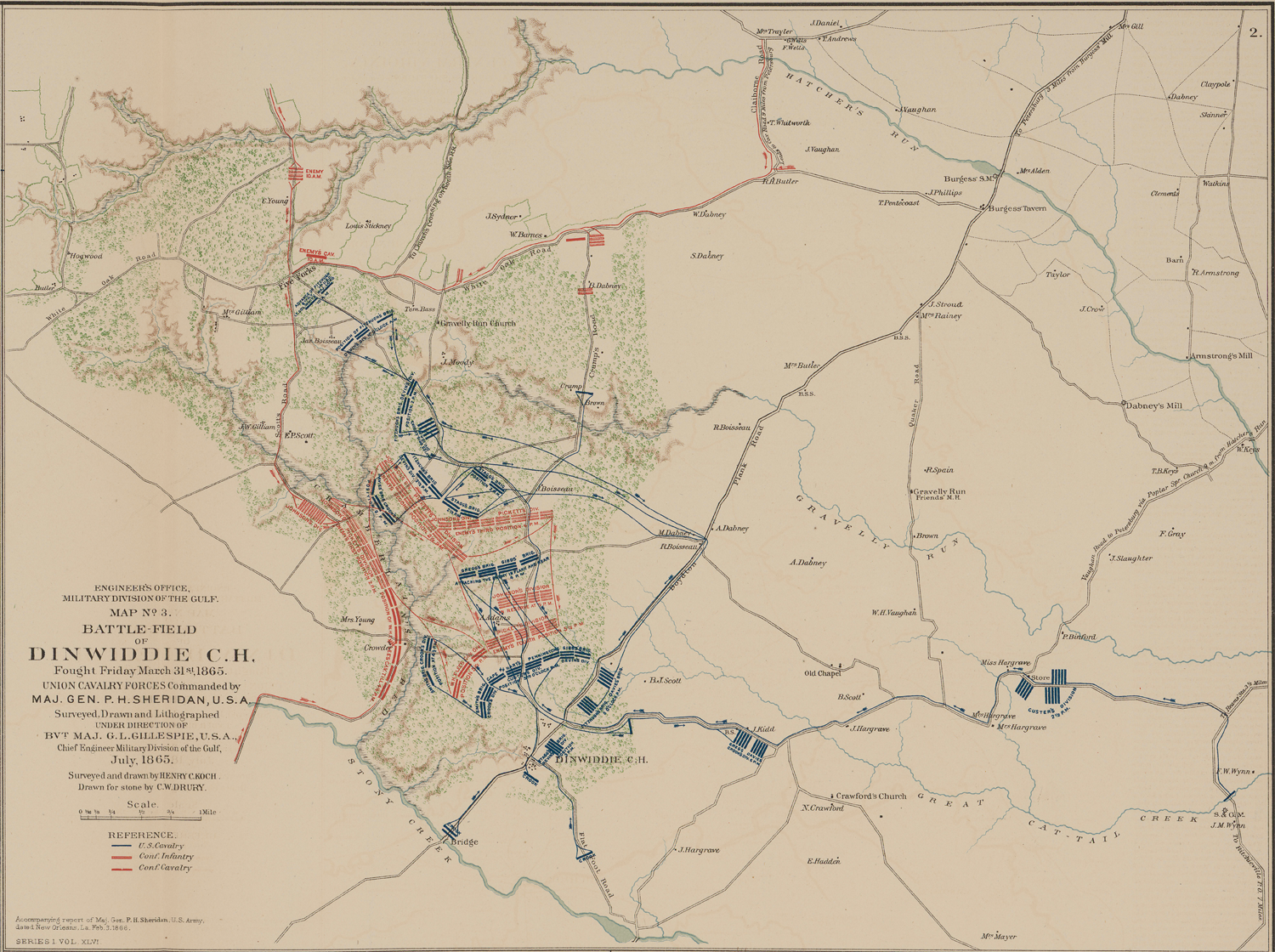 Map No 3 Battle-Field of Dinwiddie C.H. Fought Friday March 31st, 1865 (OR Atlas 74:2)