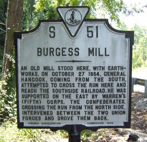 Battle of Burgess Mill Marker: October 27, 1864