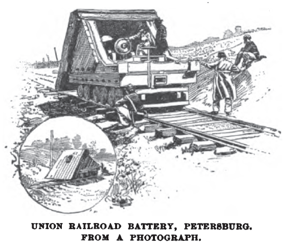 UNION RAILROAD BATTERY, PETERSBURG. FROM A PHOTOGRAPH.
